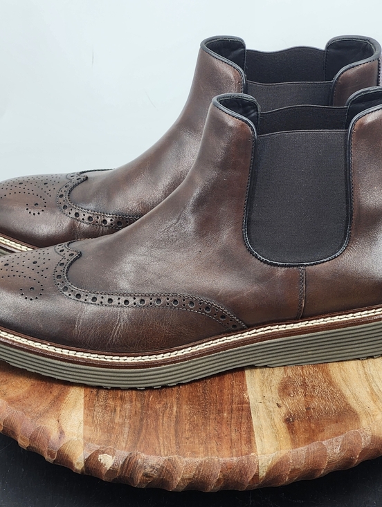 Johnston & Murphy J&M 1850 Pearce Wingtip Brown Chelsea Boot Size Mens 10 M